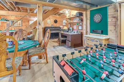 a game room with a table and billiards at Beautiful and Unique Farmhouse 15 Mi to Saratoga in Argyle
