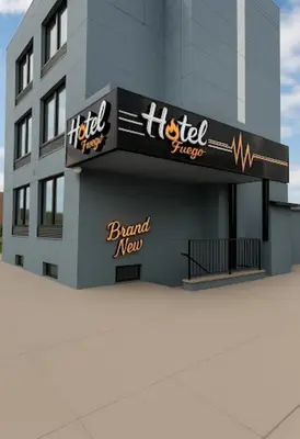 a rendering of a building with a sign for a hotel at Hotel Fuego Bronx near Yankee Stadium in Bronx