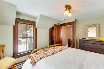 a bedroom with a bed and a window at 2 Mi to Belleayre Mtn! Extended Base in Pine Hill in Pine Hill