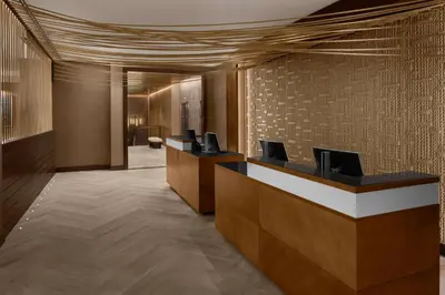 a lobby of a hotel with a reception desk at Hilton Brooklyn New York - Newly Renovated in Brooklyn