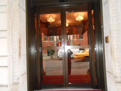 a door to a building with a view of a street at Hotel 31 Extended Stay in New York