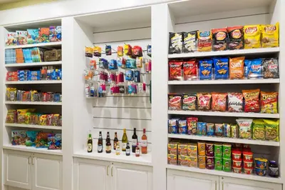 a pantry filled with lots of food and drinks at Homewood Suites by Hilton Holyoke-Springfield/North in Holyoke