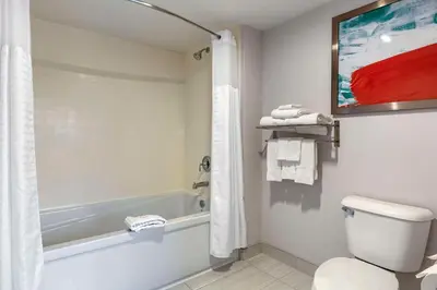 a bathroom with a bath tub and a toilet at Comfort Inn & Suites Hadley - Amherst in Hadley