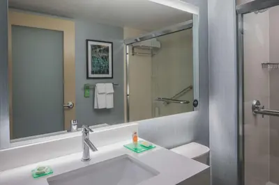 a bathroom with a sink and a mirror at Hyatt Place Long Island City in Queens
