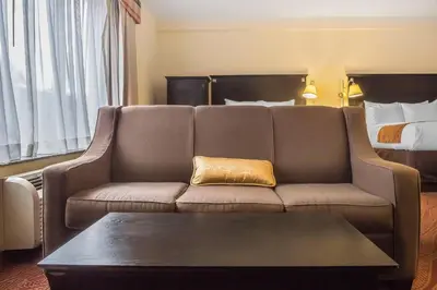 a couch with a pillow in a hotel room at Comfort Inn & Suites LaGuardia Airport in Queens