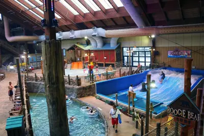 a large indoor water park with a water slide at Six Flags Great Escape Lodge & Indoor Waterpark in Queensbury