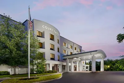 a rendering of a hotel with a gas station at Courtyard Hartford Farmington in Farmington