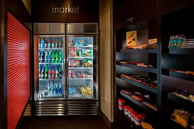 a refrigerator filled with lots of drinks and food at Residence Inn Danbury in Danbury
