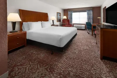 a hotel room with a large bed and a television at Hilton Garden Inn Milford in Milford