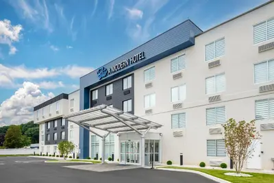 a rendering of the front of a building at Blue - A Modern Hotel, an Ascend Collection Hotel in West Springfield