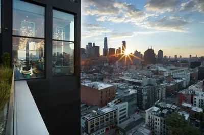 a view of the city from a skyscraper at citizenM New York Bowery in New York