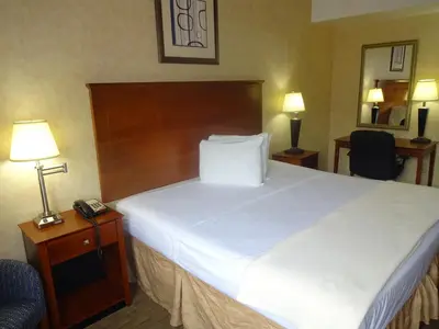 a hotel room with a large bed and a telephone at Sheridan Hotel in Bronx