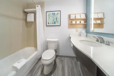 a white bathroom with a toilet and a sink at Hilton Garden Inn Clifton Park in Clifton Park