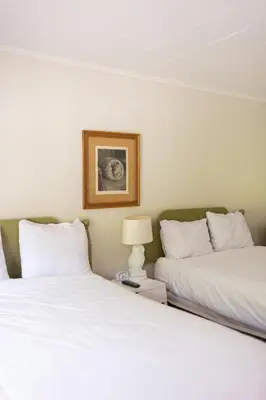 two beds sitting next to each other in a room at The Little Lion in Great Barrington