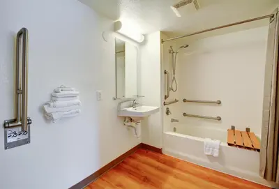 a bathroom with a sink and a shower at Motel 6-Southington, CT - Hartford in Southington