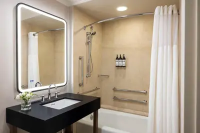 a bathroom with a sink and a shower at Hyatt Regency Greenwich in Greenwich