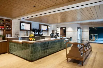 a large kitchen with a green counter top at Hyatt Regency Greenwich in Greenwich