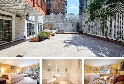 two pictures of a living room and a house at TOWNHOUSE 222 in New York