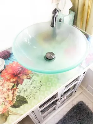 a sink on top of a counter with a sink at The Connecticut River Valley Inn Hartford South/Glastonbury in Glastonbury