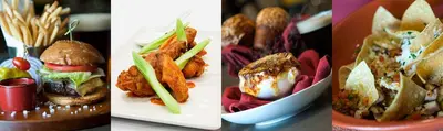 three different pictures of different types of food at DoubleTree by Hilton Hotel Bristol in Bristol