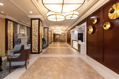 a hallway of a dressing room with a ceiling at Westgate New York Grand Central in New York