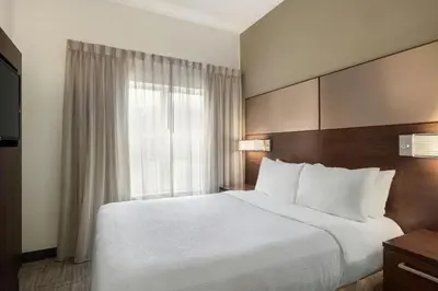 a hotel room with a large bed and a window at Residence Inn by Marriott Albany Washington Avenue in Albany