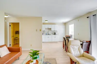a living room with a couch and a table at Cozy Catskill Condo - 2 Mi to Windham Mountain Ski in Windham