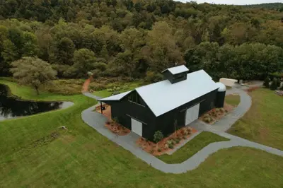 an overhead view of a black and white house at Callicoon Hills in Callicoon Center