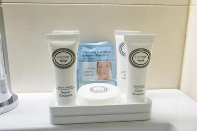 a group of three products sitting on a counter at Leon Hotel LES in New York