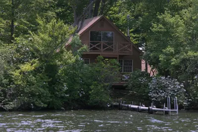 a house on the banks of a river at Cabin Deck House - Formidable Cabin in Laurel Island in East Hampton