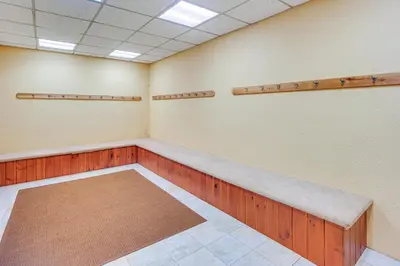 a room with a bench and baseball bats on the wall at Primely Located Dover Escape Less Than 1 Mi to Mt Snow! in Dover