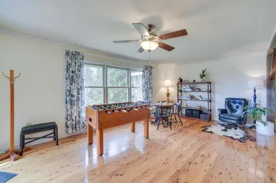 a living room with a ping pong table in it at Burlington Flats House Less Than 13 Mi to Cooperstown! in Fly Creek