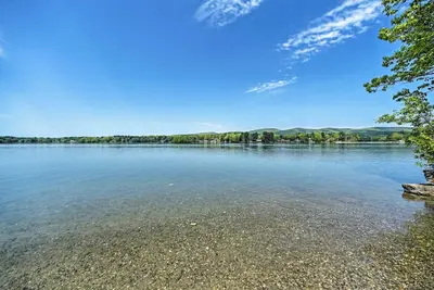 a view of the water from the shore of a lake at Lakeside Berkshires Home Near Hiking and Skiing! in Lanesborough