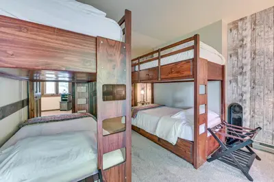 a couple of bunk beds in a room at 4 Mi to Windham Mountain Ski Getaway! in Windham