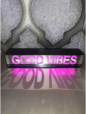 a neon sign that reads good vibes good ii at Nice Cozy Room By Empire City Casino And Cross County Mall in Yonkers