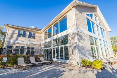 a large building with a lot of windows at Vacation Village in the Berkshires in Hancock