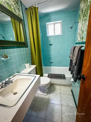 a bathroom with a sink and a toilet and a tub at The Springs Motel in New Ashford