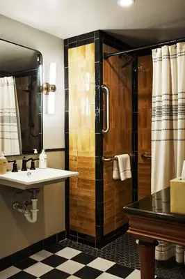 a bathroom with a sink and a shower at Berkshires Untold in Lenox