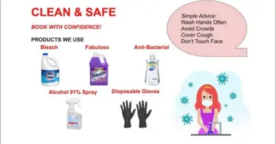 a poster of cleaning products with a woman and snowflakes at Orange Oasis in the Heart of East Rock with FREE parking near DT and Yale in New Haven