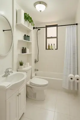 a white bathroom with a toilet and a sink at Lemon Vibes room in Guesthouse in New York