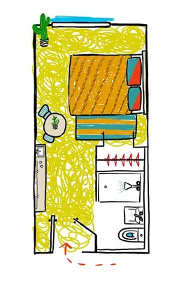an illustration of an open refrigerator with a freezer at Penny Williamsburg in Brooklyn