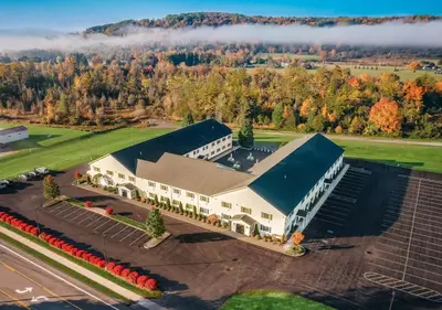 an overhead view of a large building with a roof at Hotel One75 in Hamilton