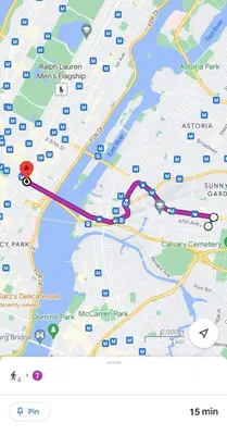 a map with a red marker on it at 1BR Apt in Sunnyside 15 min to Manhattan in Woodside