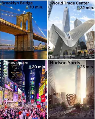 a collage of pictures of different cities and buildings at 1BR Apt in Sunnyside 15 min to Manhattan in Woodside