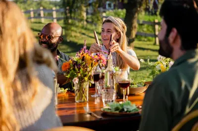 a group of people sitting at a table eating at Hill Farm Inn - Manchester in Sunderland