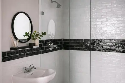 a white bathroom with a sink and a mirror at Dutch Hotel Long Island City New York , Belvilla District 6 Formerly Sonder in Long Island City