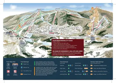 a map of a ski resort on a mountain at Mountain Creek Resort at Appalachian Hotel - Pool & Hot Tub in Vernon Township