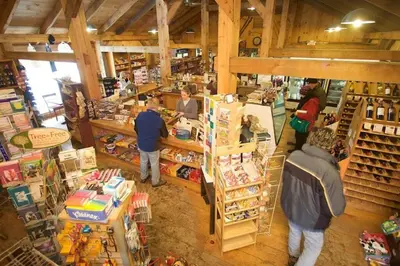 an overhead view of a store with people in a store at Spacious 3BR 3BA Sleeps 8 Ski On Off Jiminy Mountain Resort in Hancock