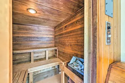 an empty wooden sauna in a house at Comfortable Dover Apartment Walk to Mt Snow! in Dover
