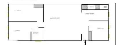 a floor plan of a house at 39-3 Newly renovated 3 BR Prime midtown sleeps 6 in New York